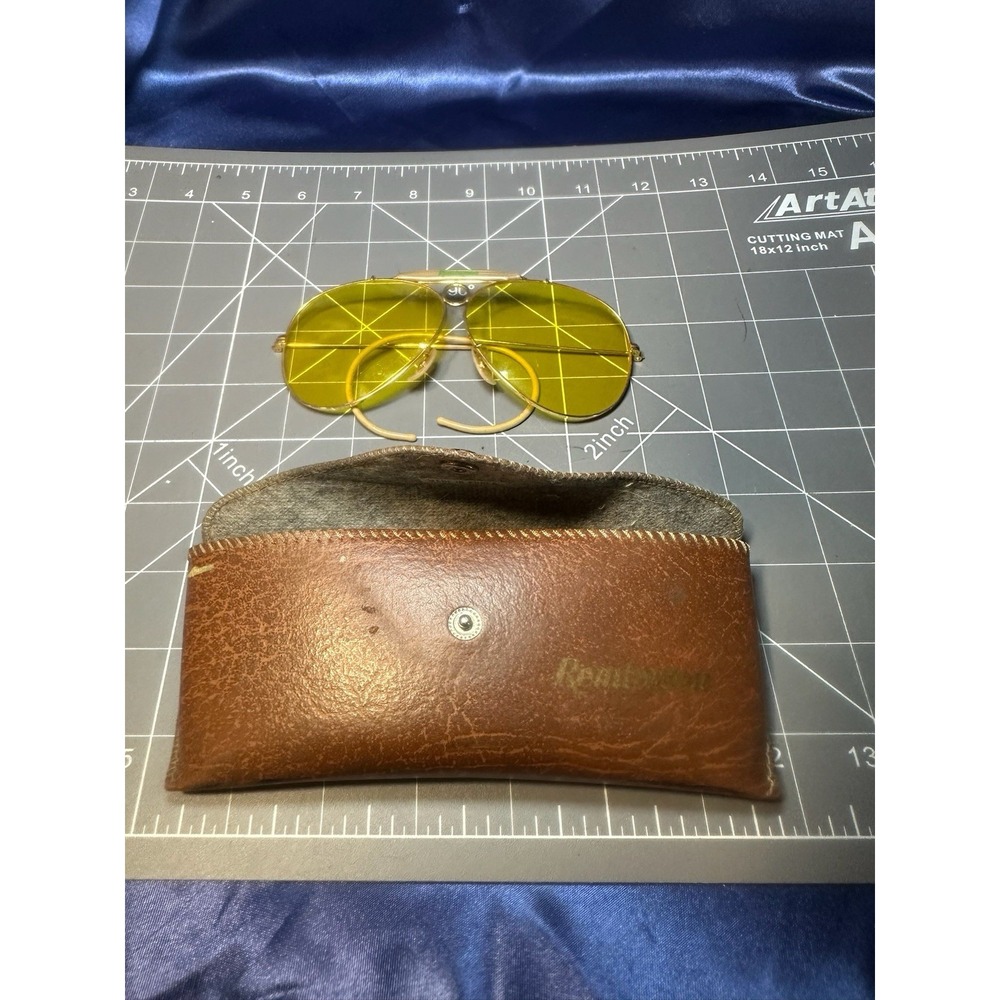 VINTAGE REMINGTON Yellow Lens Hunting Shooting Glasses & Case